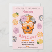 Fun Herfst Pink Sugar Skull Birthday Uitnodiging (Voorkant)