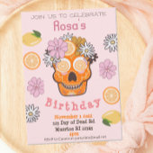 Fun Herfst Pink Sugar Skull Birthday Uitnodiging