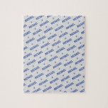 Fun Herhalingsnaam met sterren Blauw & grijs Legpuzzel<br><div class="desc">Deze puzzel is de perfecte speelgoed om hem lange dagen vermaakt te houden wanneer hij vastzit. Biedt een leuk,  maar moeilijk oplosbaar patroon met zijn naam,  herhaald in een diagonaal patroon dat afwisselend met sterren op een grijze achtergrond. Fun en uitdagend!</div>