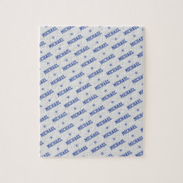 Fun Herhalingsnaam met sterren Blauw & grijs Legpuzzel