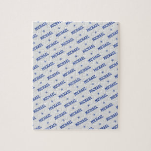 Fun Herhalingsnaam met sterren Blauw & grijs Legpuzzel