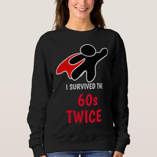 Fun Hero Black, White Red 'Survived 60s Twice' Trui (Voorkant)