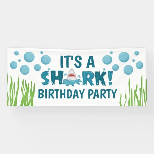 Fun Het is een SHARK Birthday Party Kind Banner (Horizontaal)