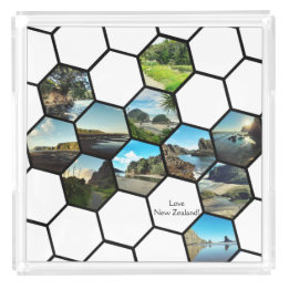 Fun Hexagon Custom Family Foto's Collage Acryl Dienblad