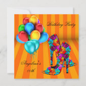 FUN High Hiel Shoes Birthday Party Balloons 3 Kaart (Voorkant)