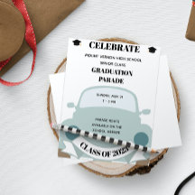 Fun High School Afstuderen Parade Invitation