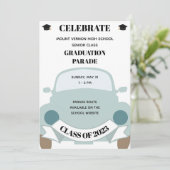 Fun High School Afstuderen Parade Invitation Kaart (Staand voorkant)