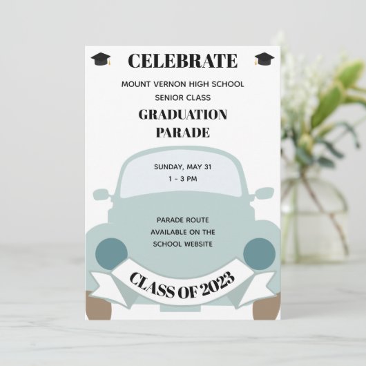 Fun High School Afstuderen Parade Invitation Kaart (Staand voorkant)