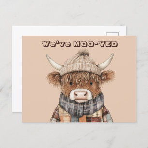 Fun Highland Koe Cream Nieuw Adres Briefkaart