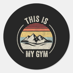 Fun Hiking Retro bergbeklimmer Ronde Sticker