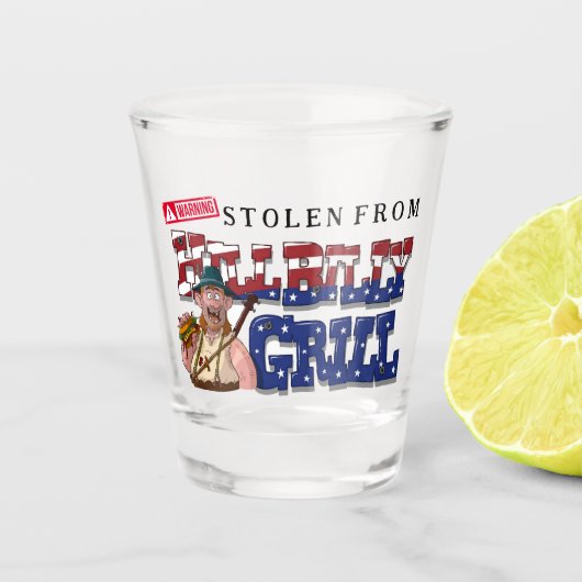 Fun HillBilly Grill Denmark Shot Glass! Glas (Voorkant)