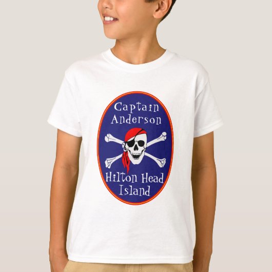 Fun Hilton Head Island Pirate with Name Child T-shirt (Voorkant)