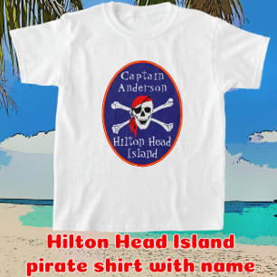 Fun Hilton Head Island Pirate with Name Child T-shirt