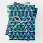 Fun Hip Dark Azure Blue Lime Green Trees Art Inpakpapier Vel (In situ)