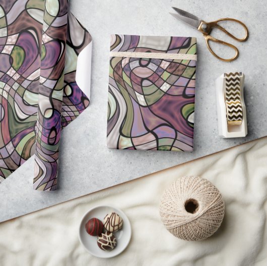 Fun Hip Paarse Violet Black Mosaic Pop Art Cadeaupapier (Crafts)