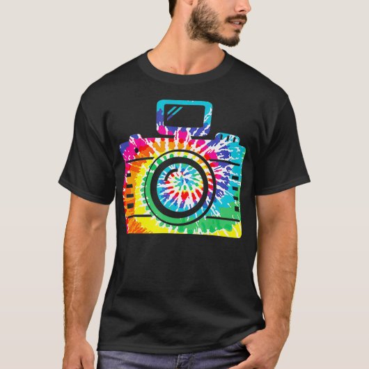 Fun Hippie Rainbow Retro Camera Tie Dye Foto T-shirt (Voorkant)