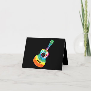 Fun Hippie Rainbow Tie Dye Acoustic Guitar Premium Bedankkaart