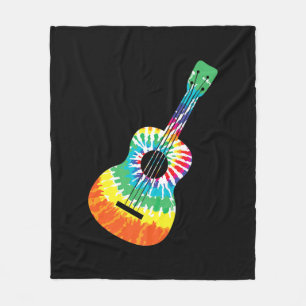 Fun Hippie Rainbow Tie Dye Acoustic Guitar Premium Fleece Deken