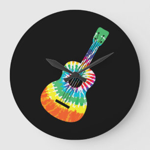 Fun Hippie Rainbow Tie Dye Acoustic Guitar Premium Grote Klok