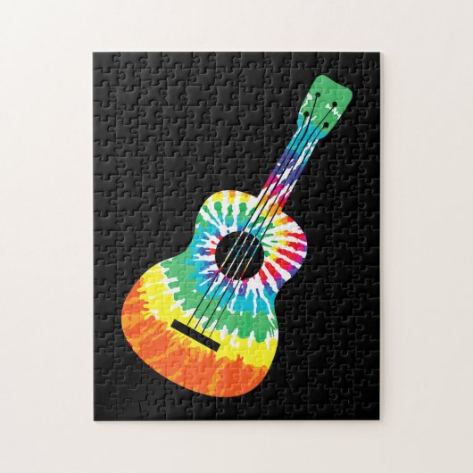 Fun Hippie Rainbow Tie Dye Acoustic Guitar Premium Legpuzzel (Verticaal)