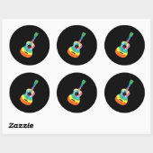 Fun Hippie Rainbow Tie Dye Acoustic Guitar Premium Ronde Sticker (Vel)