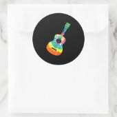 Fun Hippie Rainbow Tie Dye Acoustic Guitar Premium Ronde Sticker (Tas)