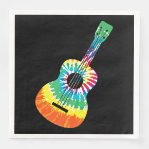 Fun Hippie Rainbow Tie Dye Acoustic Guitar Premium Servet