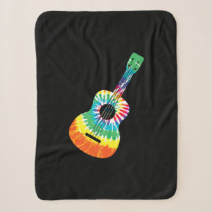 Fun Hippie Rainbow Tie Dye Acoustic Guitar Premium Sherpa Deken