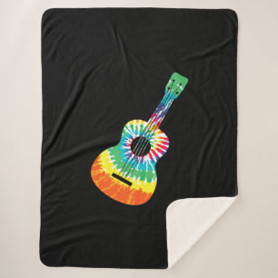 Fun Hippie Rainbow Tie Dye Acoustic Guitar Premium Sherpa Deken