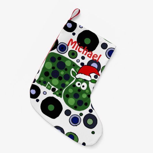 Fun Hippo Art Abstracte kerststopzetting Kleine Kerstsok (Voorkant (Hangend))