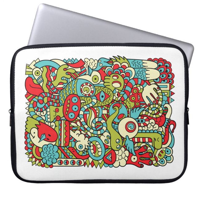Fun Hipster Doodle-laptophoes Laptop Sleeve (Voorkant)
