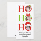 Fun HO HO HO Foto Lijst Kerst Wenskaart Feestdagenkaart (Voorkant / Achterkant)