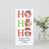 Fun HO HO HO Foto Lijst Kerst Wenskaart Feestdagenkaart (Staand voorkant)