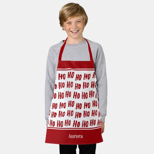 Fun Ho Ho Red Holiday Pattern Kerstmis Kinder Schort (Gedragen)