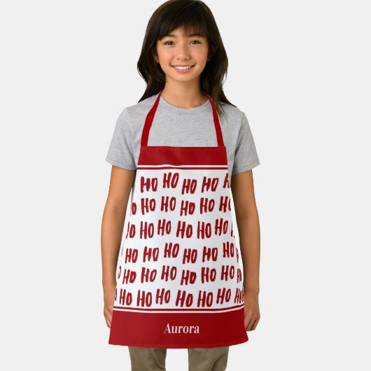 Fun Ho Ho Red Holiday Pattern Kerstmis Kinder Schort (Insitu)