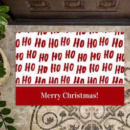 Fun Ho Ho Red Holiday Pattern Merry Kerstry Deurmat