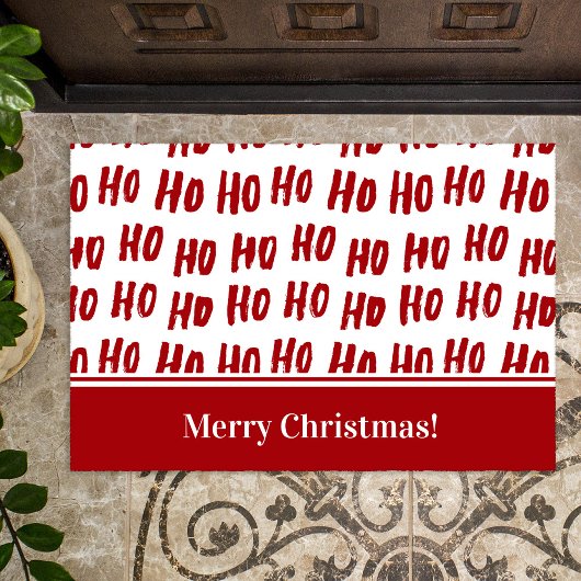 Fun Ho Ho Red Holiday Pattern Merry Kerstry Deurmat