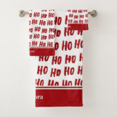 Fun Ho Ho Tekst Red Holiday Patroon Kerstmis Bad Handdoek (Insitu)