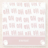 Fun Ho Ho Tekst Red Holiday Patroon Kerstmis Glazen Onderzetter (Achterkant)