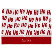 Fun Ho Ho Tekst Red Holiday Patroon Kerstmis Groot Cadeauzakje (Achterkant)
