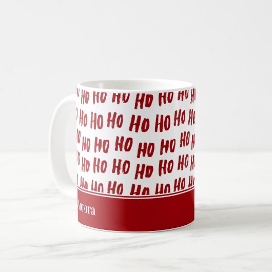 Fun Ho Ho Tekst Red Holiday Patroon Kerstmis Koffiemok (Voorkant links)