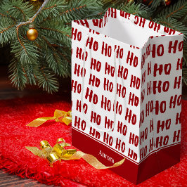Fun Ho Ho Tekst Red Holiday Patroon Kerstmis Medium Cadeauzakje