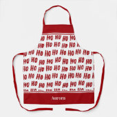 Fun Ho Ho Tekst Red Holiday Patroon Kerstmis Schort (Voorkant)