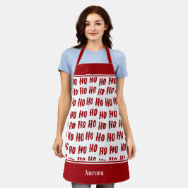 Fun Ho Ho Tekst Red Holiday Patroon Kerstmis Schort