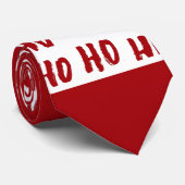 Fun Ho Ho Tekst Red Holiday Patroon Kerstmis Stropdas (Opgerold)