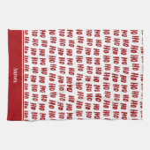Fun Ho Ho Tekst Red Holiday Patroon Kerstmis Theedoek (Horizontaal)