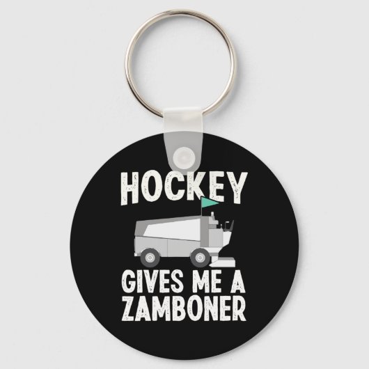 Fun Hockey geeft me een Zamboner Hockey speler Win Sleutelhanger (Voorkant)