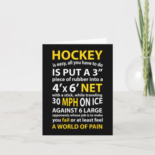 Fun Hockey Quote Hockey is een eenvoudig cadeau vo Kaart (Voorkant)