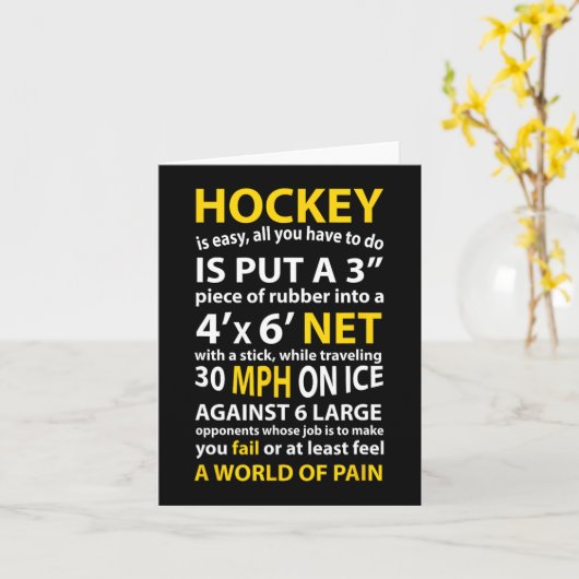 Fun Hockey Quote Hockey is een eenvoudig cadeau vo Kaart (Gele Bloem)