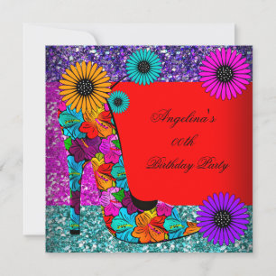 FUN Hoge Hak Schoenen Verjaardagsfeest Bloemen Kaart